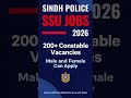 sindh police job's SSU 2026 200+ constable vacancy.