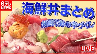 【海鮮丼まとめ】ワケあってデカ盛りの店　仕入れに秘密 / 近江町市場の朝から行列ができる海鮮丼 / トロける！マグロづくしのランチ など（日テレNEWS LIVE）