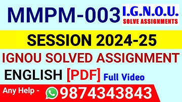 MMPM 3 Solved Assignment 2024-25 English, MMPM 3 Solved Assignment 24-25, MMPM-003 Assignment