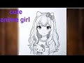 How to draw cute anime girl simple pencil drawing (for beginners step by step tutorial)