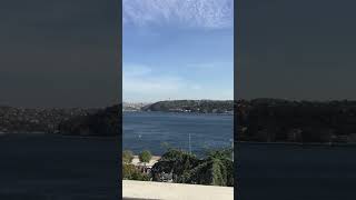 View of the Bosphorus Strait from the garden of Sakıp Sabancı Museum in Istanbul.