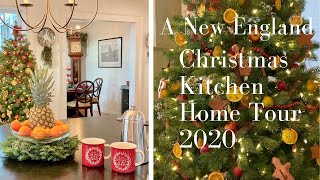 New England Kitchen decorated for Christma , DIY easy Cinnamon and applesauce ornaments,