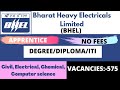BHEL Apprenticeship Recruitment Degree Diploma Civil Electrical Chemical Computer Science No fees
