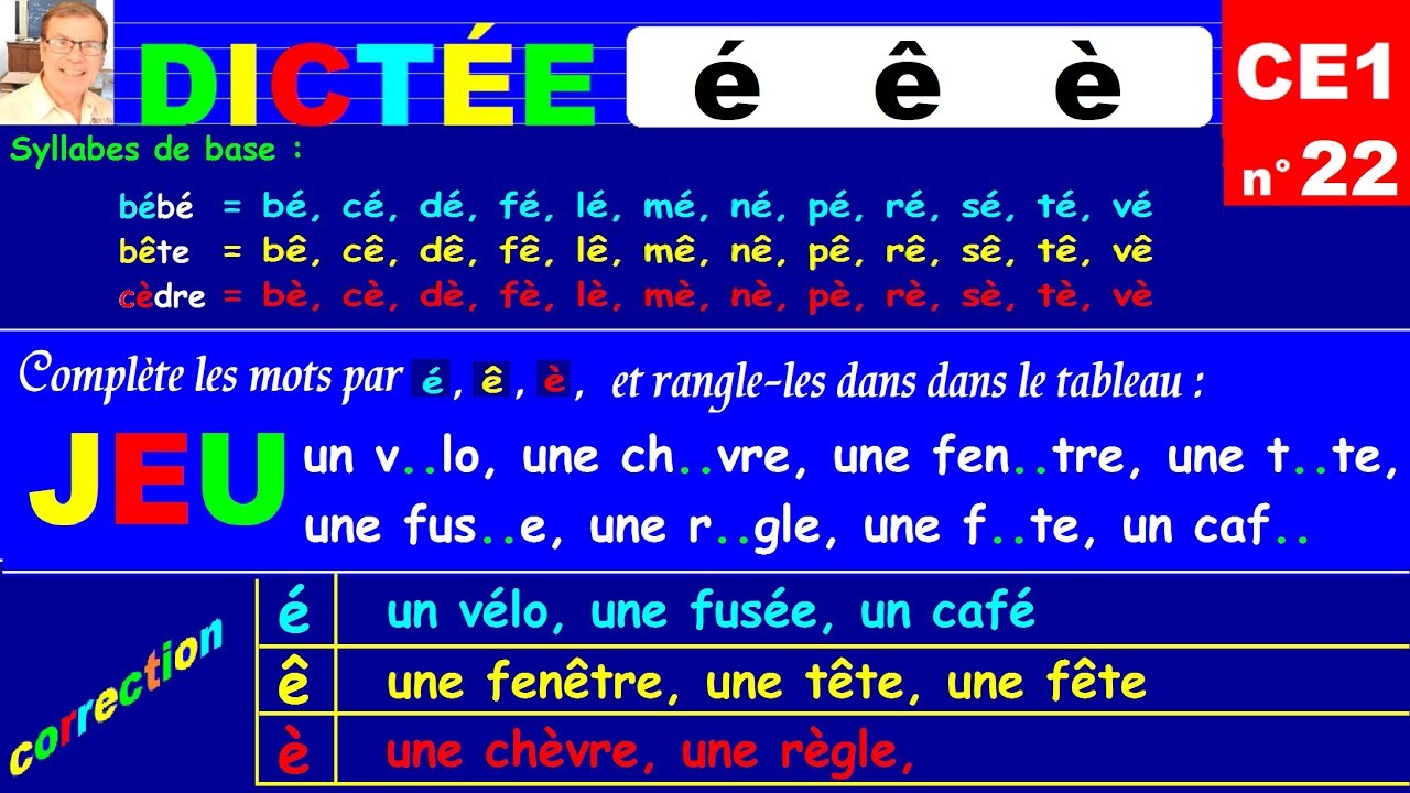 Dictee Ce1 Ne Plus Confondre E E E Dans Les Mots 22 Youtube