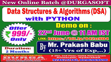 Data Structures & Algorithms with PYTHON Online Training @ DURGASOFT