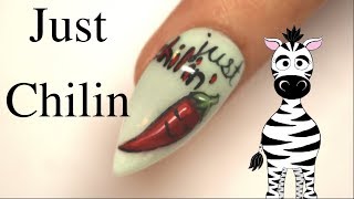 3D Just Chilin' Chili Pepper Acrylic Nail Art Tutorial screenshot 4