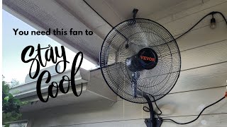 20 Inch Wall Mount Oscillating Fan, 3 Speeds, for Garage, Warehouse, Workshop, Basement, Porch