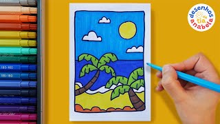 Tropical Landscape | Easy Nature Drawing for Kids by Desenhos da Tia Anabela 97 views 2 months ago 4 minutes, 27 seconds