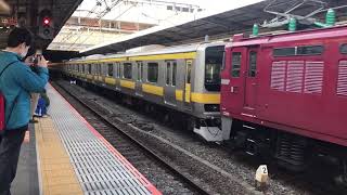 【大音量の汽笛】EF81-140+E231系B12編成　大宮発車