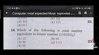 Computer Data Representation Most expected MCQs for all competitive exams preparation. JKSSB, SSC.
