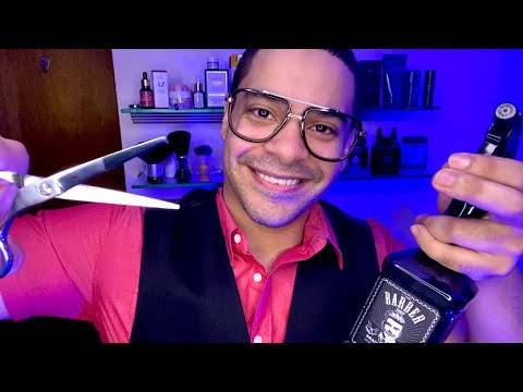 ASMR Realistic Haircut & Shave Barbershop Roleplay For Men (Clipper, Spray Bottle & Layered Sounds)
