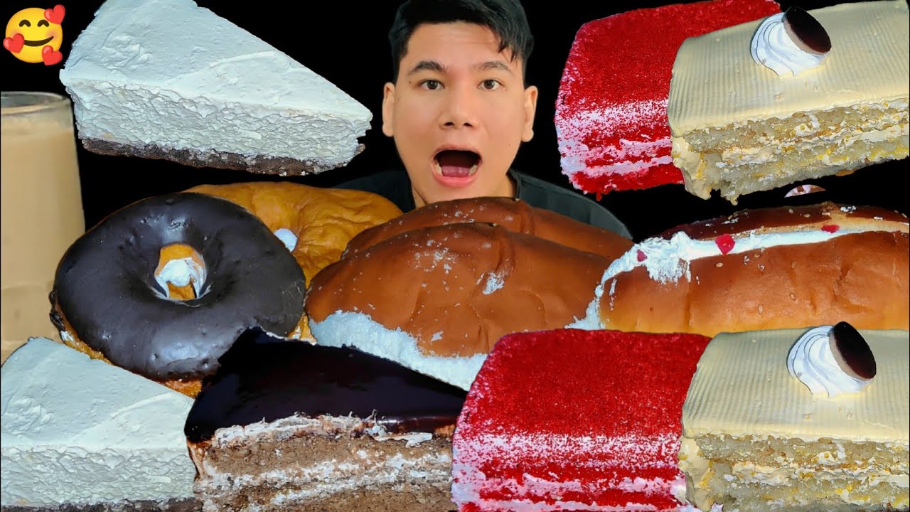 Chocolate Cake, Cheesecake, Red Velvet Cake, Cream Bun, Chocolate Donut, Milk Tea | Dessert Mukbang