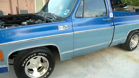 78 GMC truck with open headers walk around