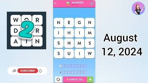 WordBrain 2 Summer Event Day 10 August 12, 2024