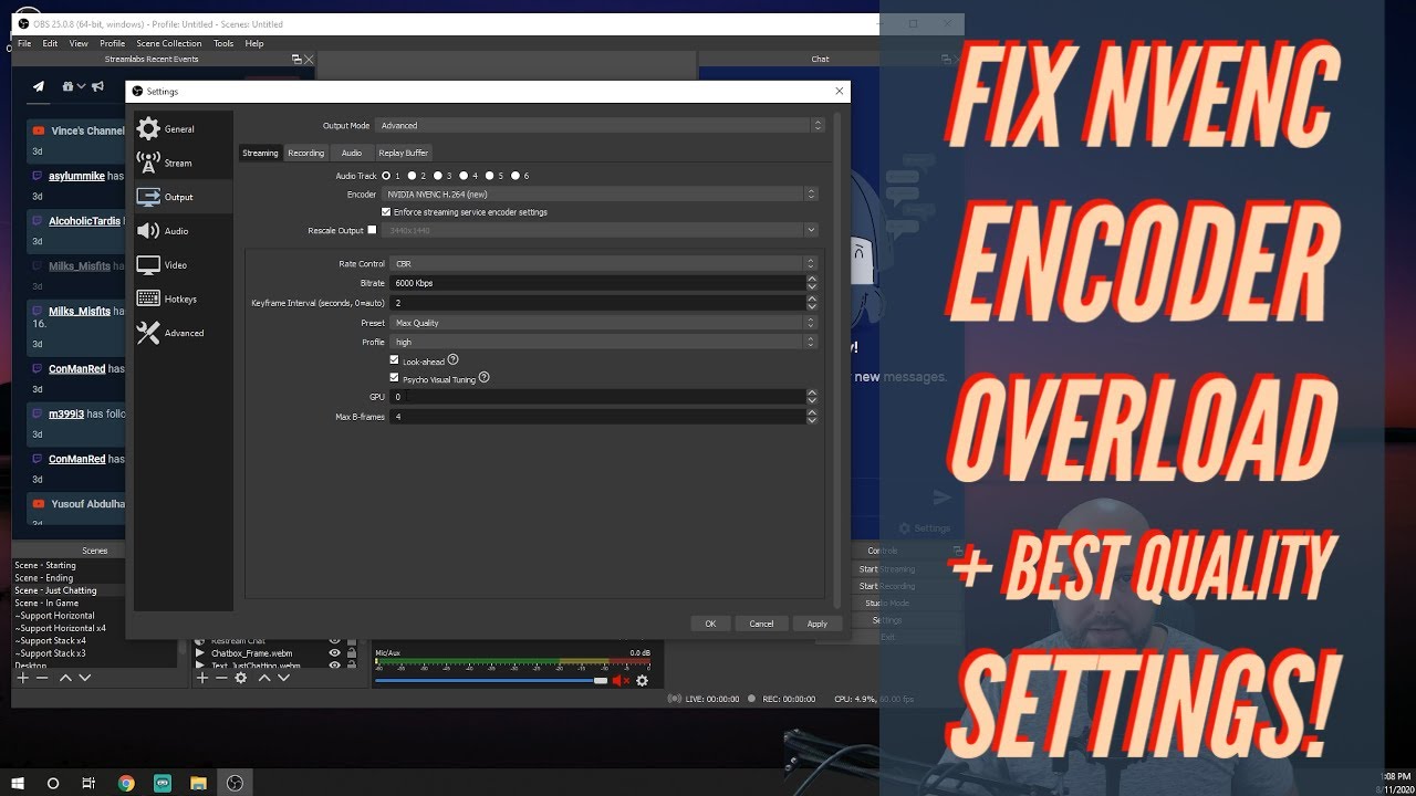 How To Fix Nvenc Encoder Overload In Obs Studio Best Quality Settings Youtube