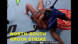 Offensive Groin Strike; Cup To The Head (Don’tale Mayes vs Josh Parisian UFC Vegas 45)