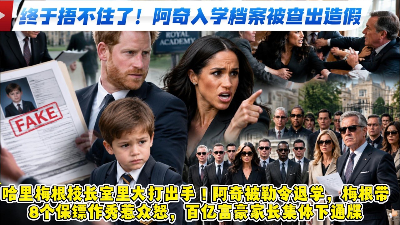 終於捂不住了!阿奇入學檔案被查出造假,哈裏梅根校長室裏大打出手!阿奇被勒令退學,梅根帶8個保鏢作秀惹眾怒,百億富豪家長集體下通牒#哈里梅根#威廉凯特#查尔斯