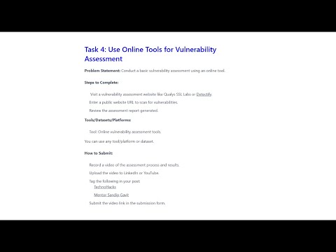 Online Vulnerability Assessment | TechnoHacks Internship Task 4 | Website Security Check