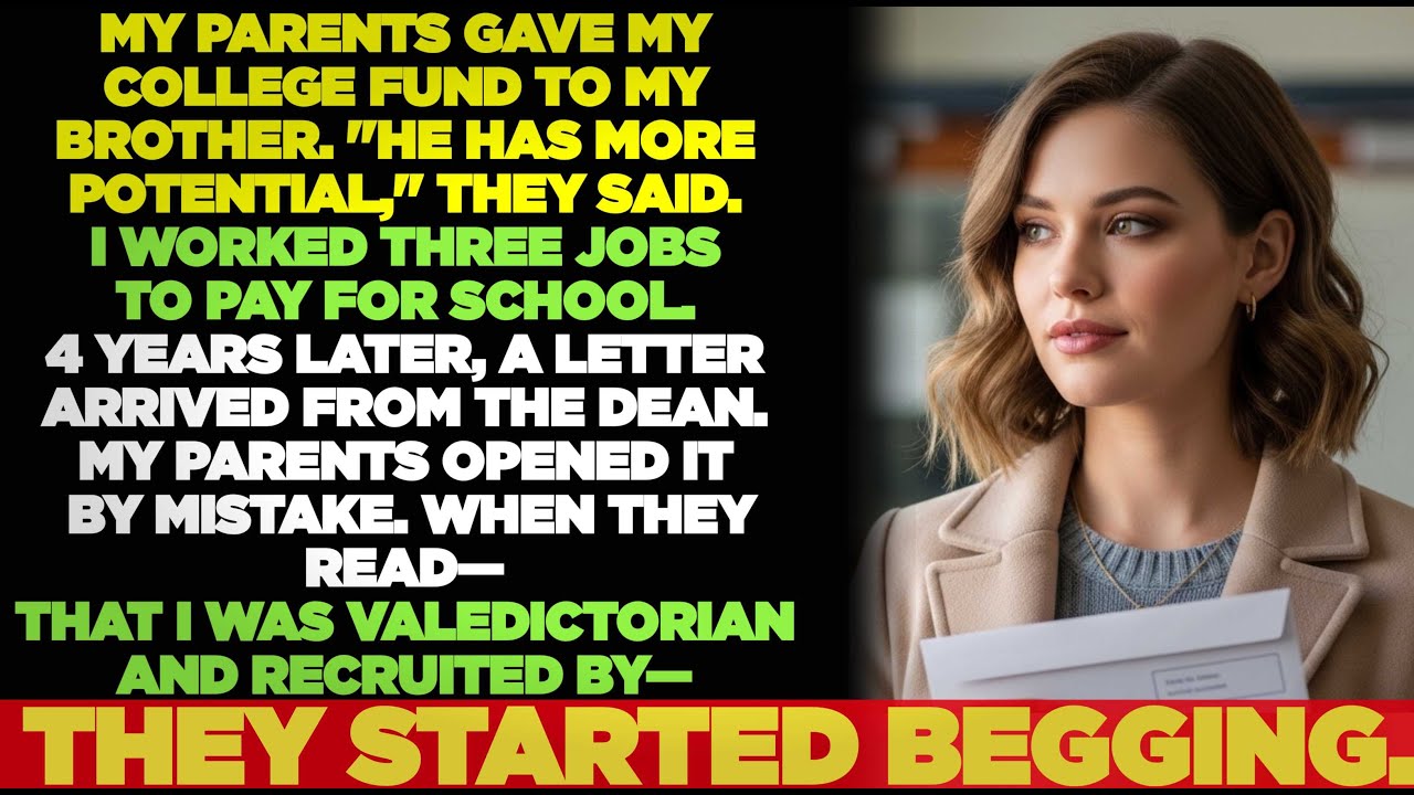 My Parents Gave My College Fund To My Brother—What The Dean's Letter Revealed Made Them Beg