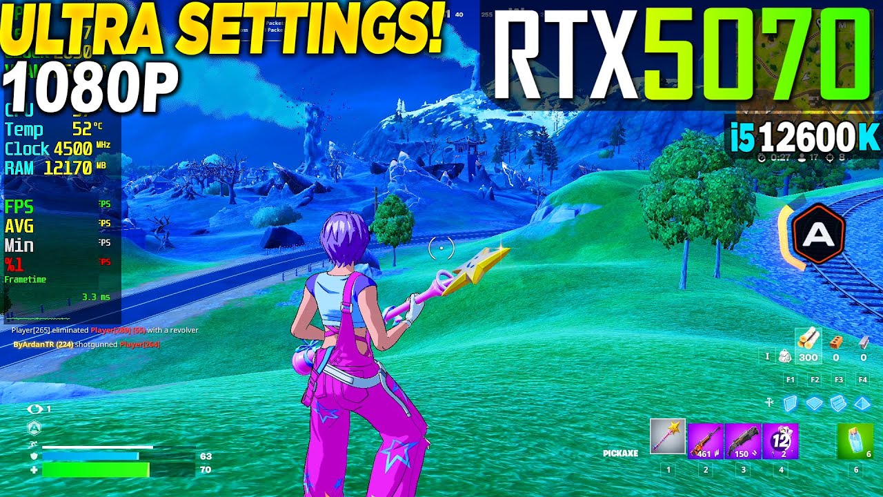 Fortnite Chapter 6 Season 4 RTX 5070 + İ5 12600K - 1080p Performance Mode, Ultra,