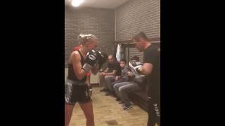 Gina warming up before the fight..