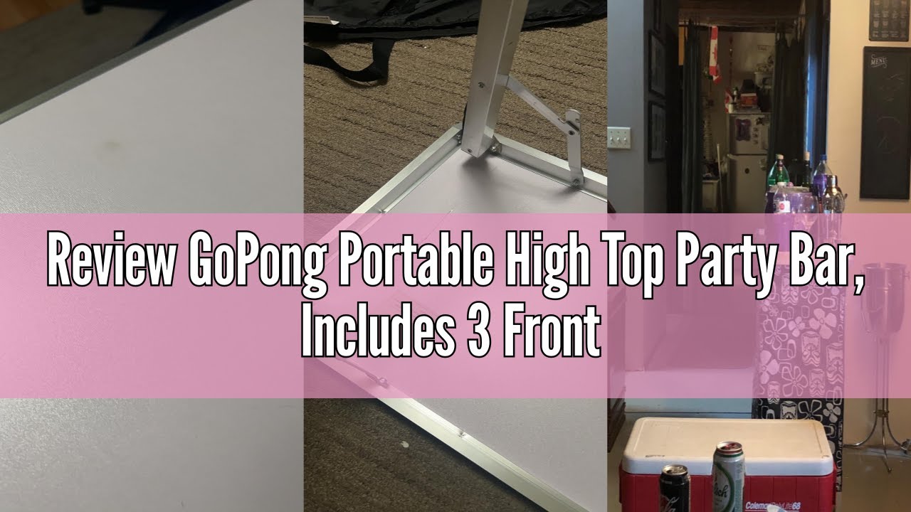 Review GoPong Portable High Top Party Bar, Includes 3 Front Skirts and Carrying Case
