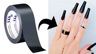 : How to make fake nails from tape  | diy nail craft idea |