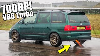 700HP VW Sharan VR6 Turbo Shooting Flames! 🔥 Rev's & Dragrace vs 510HP Golf mk3 VR6 Turbo