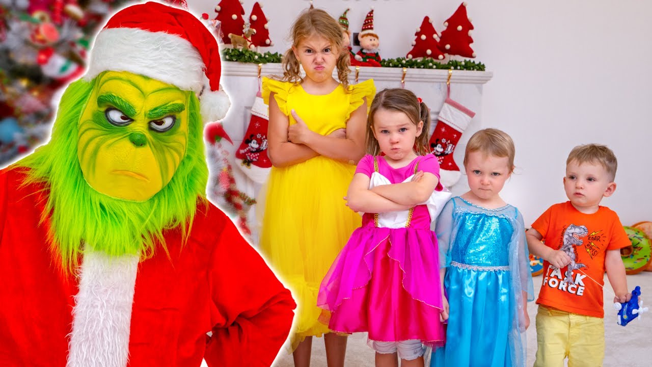 ⁣Five Kids The Grinch Stole Christmas + more Children's Songs and Videos