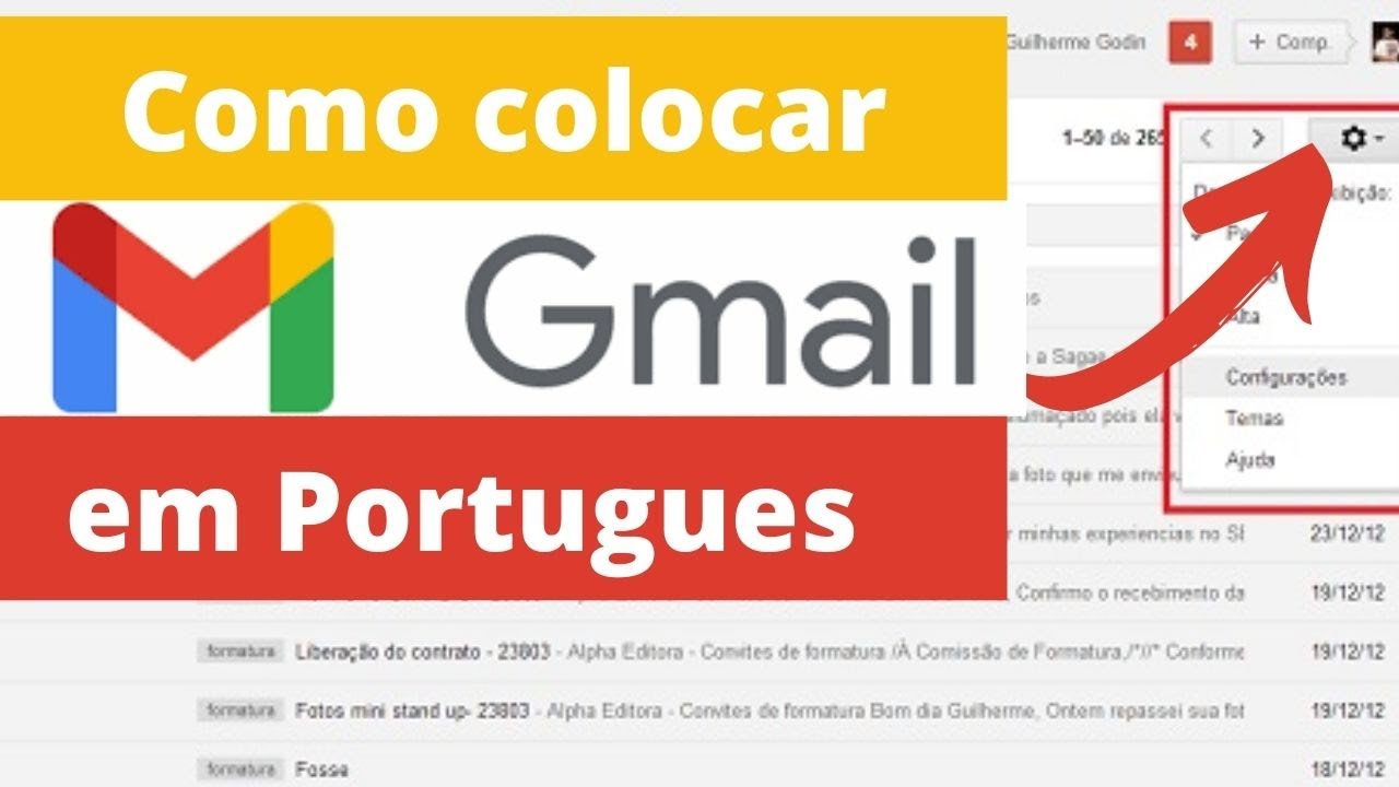 como colocar o gmail em português rápido e fácil atualizado - YouTube