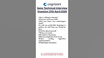 Latest Cognizant Interview Question Experience #genc #cognizanthiring #2025batch