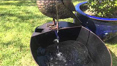 Metal Owl with Bucket Garden & Patio Water Feature