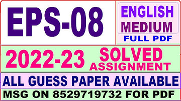 eps 08 solved assignment 2022-23 / eps 8 solved assignment 2023 English / ignou ba political science