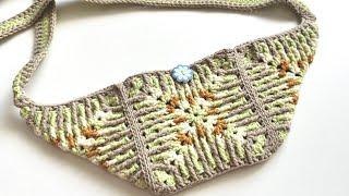 How to Crochet Cross Bag Granny Square Sunflower | Crochet Bag with zipper Tutorial.