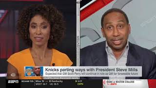 Stephen A. Smith Reacts To Knicks Firing President Steve Mills, Says They Might Hire Kenny Smith!!