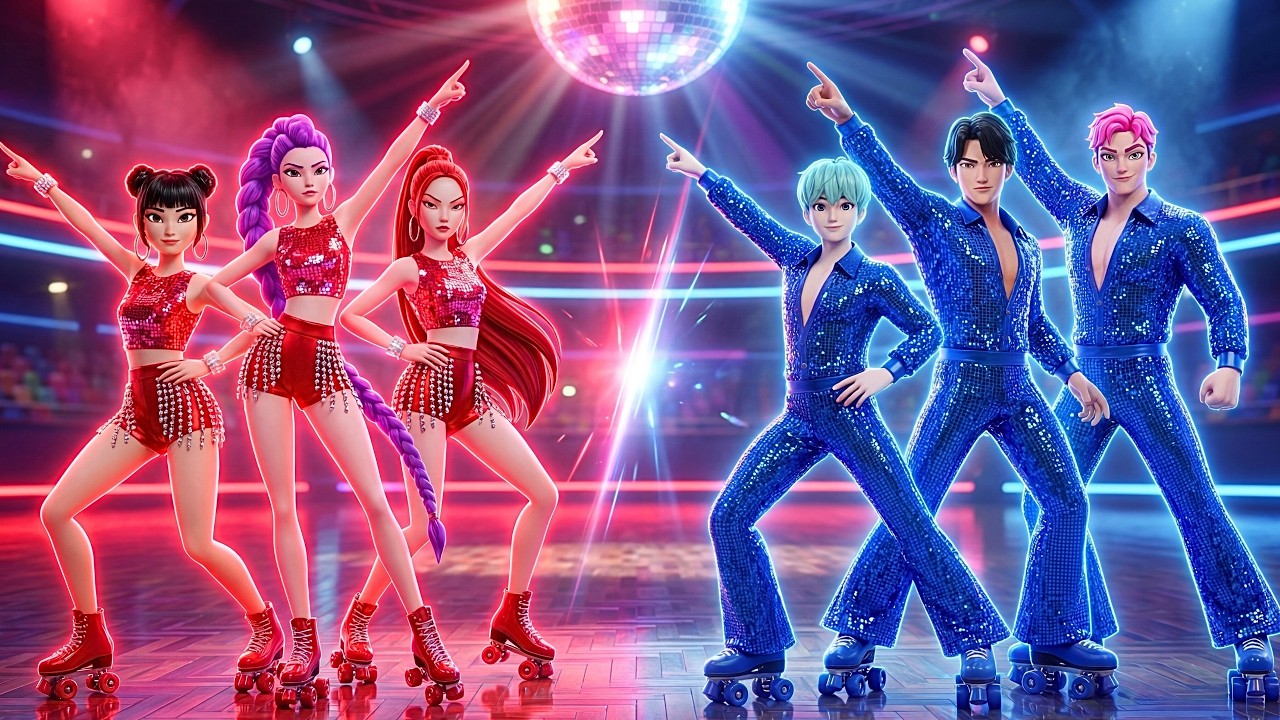 Ruby VS Sapphire. Disco Battle on the Roller Rink  - KPOP Demon Hunters