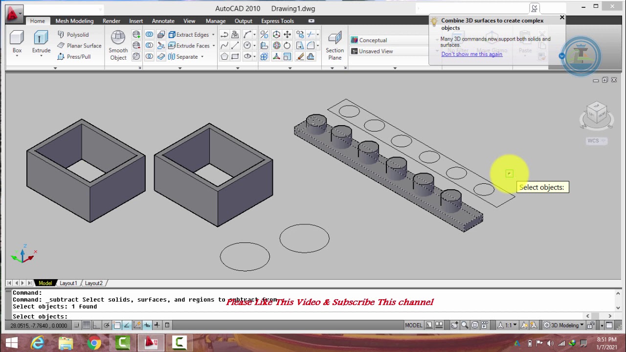 How To Use Press/Pull Command In 3D Auto Cad - YouTube