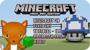 MineCraft 3D Pixel Art Tutorial - 1UP Mushroom From Mario