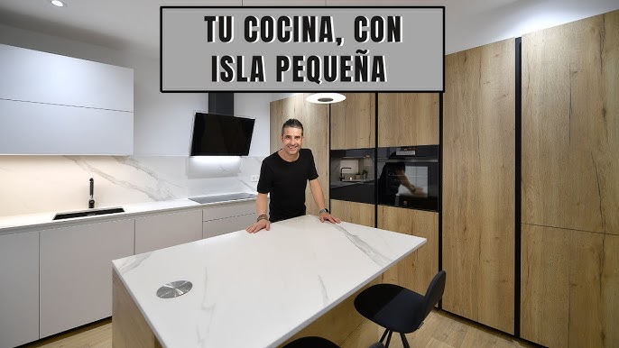 Cocina moderna madera y negro en dos frentes CJR