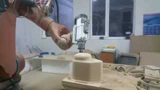 Sprutcam robot offline programming: KUKA Multiaxis milling of a MDF model