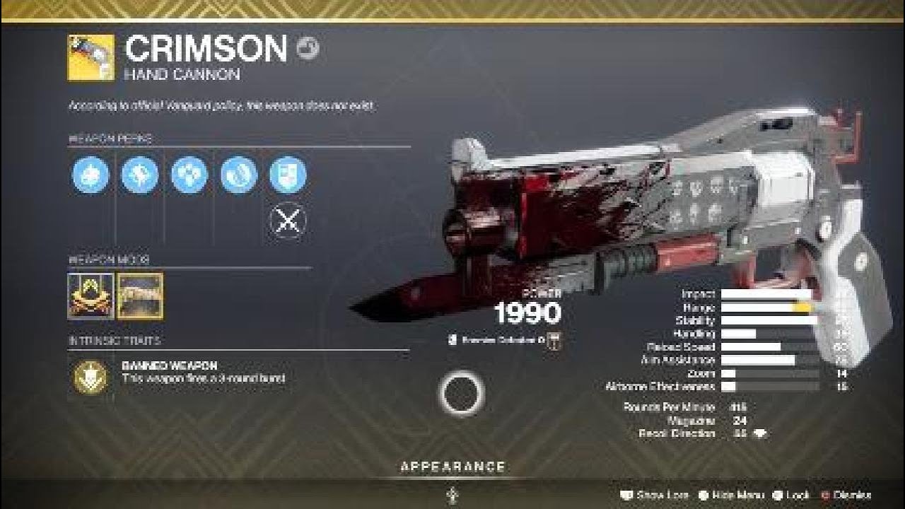 Crimson Exotic Weapon & Catalyst – Destiny 2
