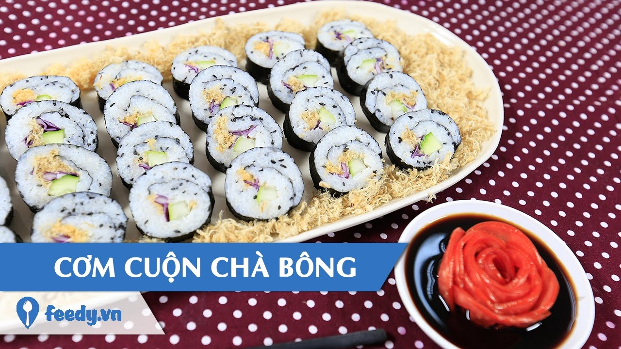 Hướng dẫn cách làm Cơm cuộn chà bông Pork floss rice rolls với Feedy