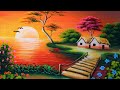 Indian village scenery drawing and painting | village scenery drawing