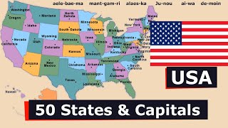 50 States and Capitals of the United States | USA 50 States | 2 Letter Abbreviations