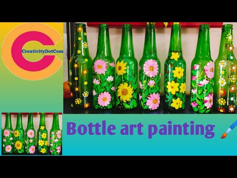 How To Paint Glass Bottle | Bottle Painting | DIY Bottle Art | - YouTube