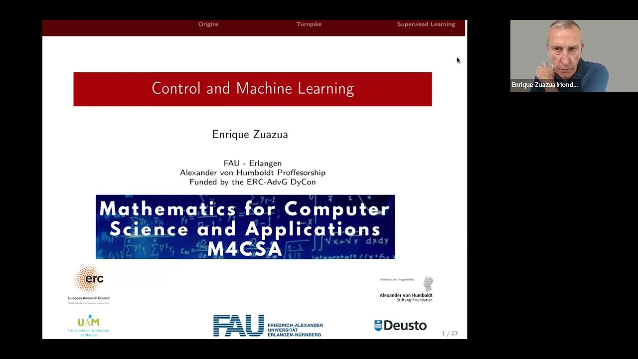 M4CSA E. Zuazua: Control and Machine Learning - YouTube