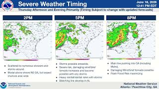 June 18, 2026 NWS Atlanta Weather briefing on Flash Flooding and Severe weather potential