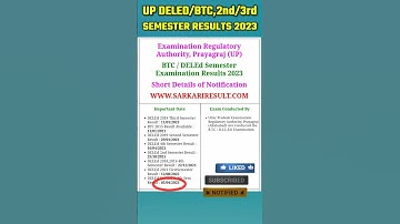 UP DELED BTC RESULT 2023 | UP DELED BTC 2nd/3rd Semester Results 2023 #deledresult #btcresults #btc