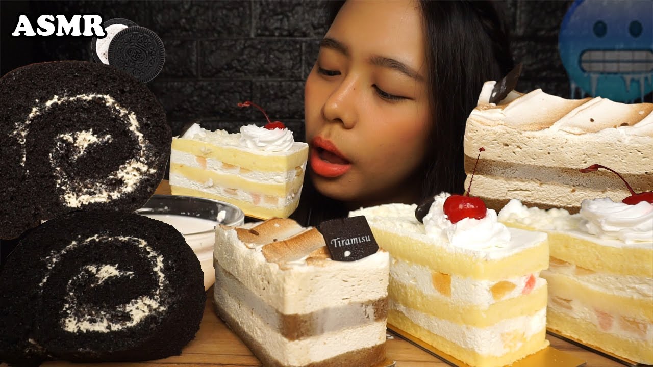 ASMR FROZEN Tiramisu, Chantilly FRUIT Cake, OREO Roll Cake | Satisfying Soft Crunchy Eating Sounds