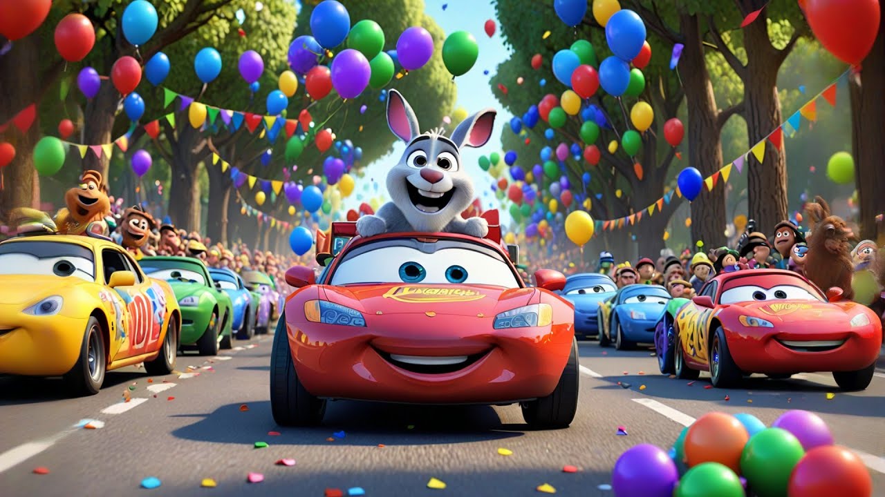 Cars and Baby Bunny Zoom | Fun Racing Song for Kids | Nursery Rhyme in English